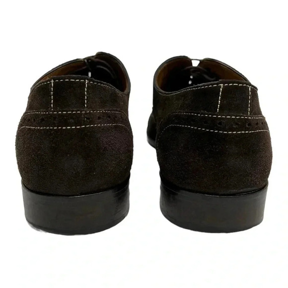 Paul Evans Suede Brogue Oxfords Shoes Brown Leather Suede Preppy Men’s Size 9 - Picture 5 of 8